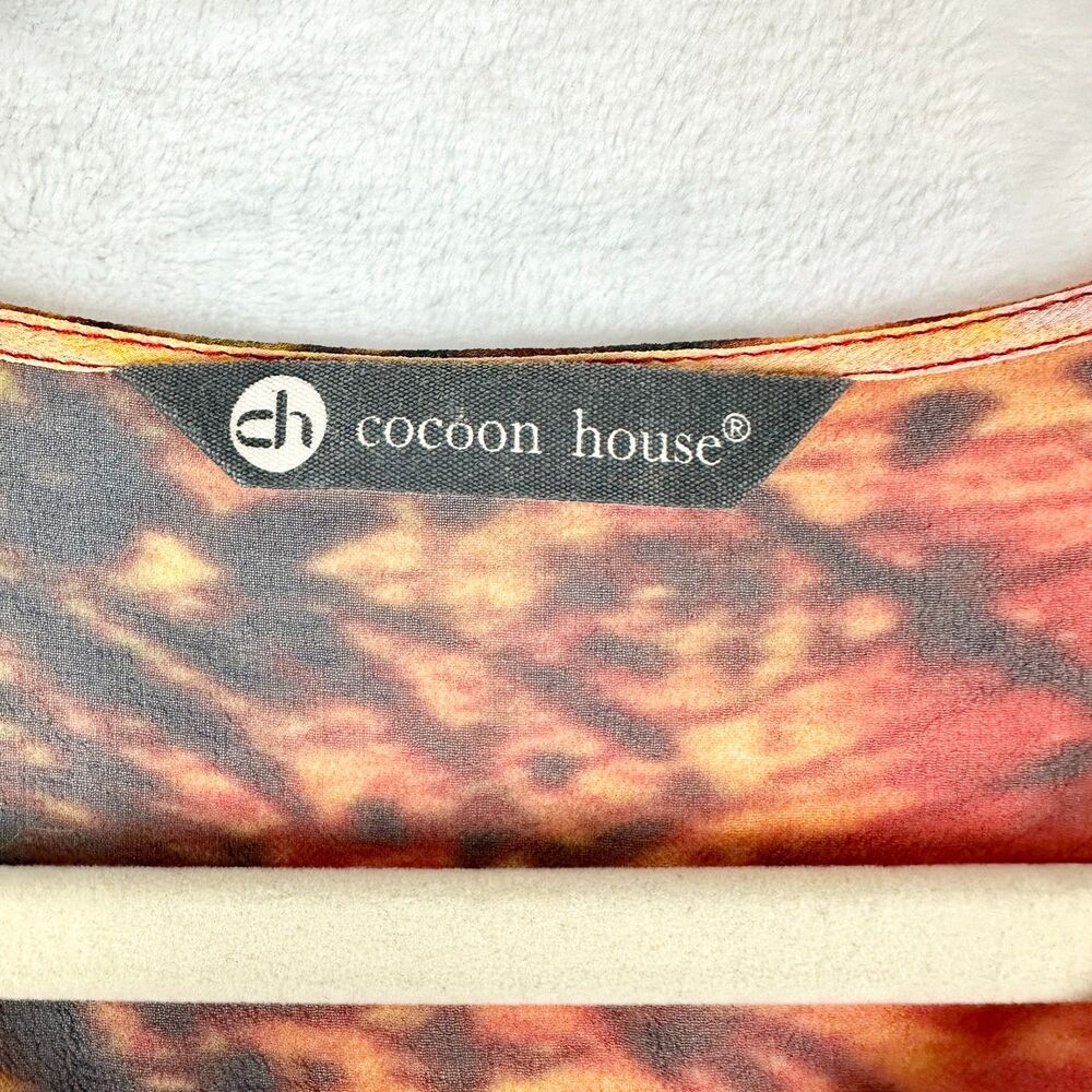 Cocoon House Silk Sheer Poncho Topper Small/Medium Art To Wear Colorful Abstract - Picture 4 of 5